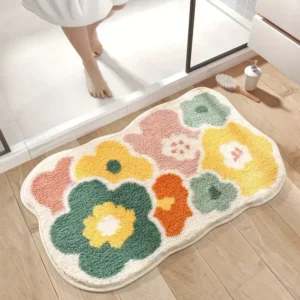 Tapis de Bain à Fleurs Pastel